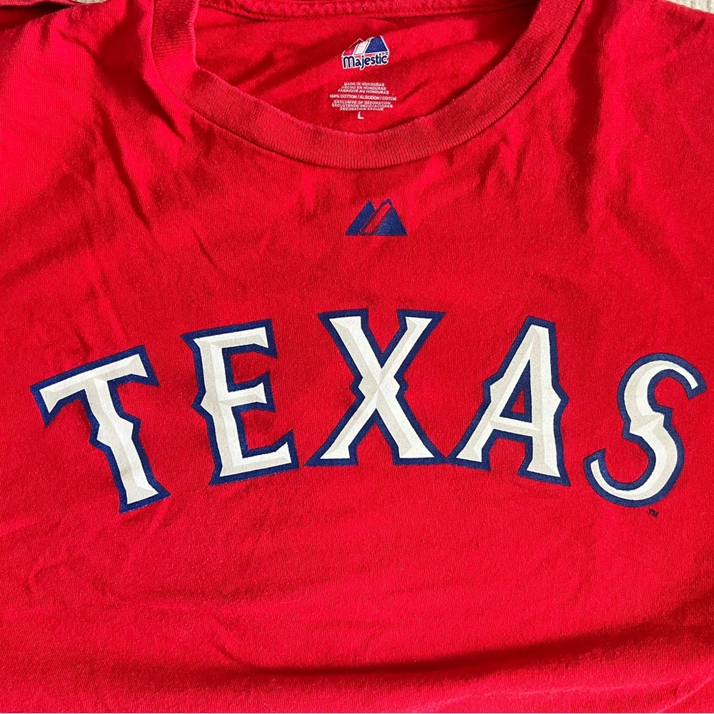 MLB  Majestic Texas Rangers Andrus Jersey Tee Great Condition Size Large